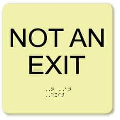 NMC - Not an Exit, Plastic Exit Sign - 8" Wide x 8" High, English/Braille, Glow-in-the-Dark - Exact Tool & Supply