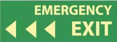 NMC - Emergency Exit, Plastic Exit Sign - 14" Wide x 5" High, Glow-in-the-Dark - Exact Tool & Supply
