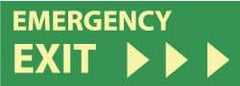 NMC - Emergency Exit, Plastic Exit Sign - 14" Wide x 5" High, Glow-in-the-Dark - Exact Tool & Supply