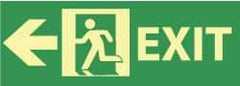 NMC - Exit, Pressure Sensitive Vinyl Exit Sign - 14" Wide x 5" High, Glow-in-the-Dark - Exact Tool & Supply