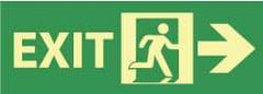 NMC - Exit, Pressure Sensitive Vinyl Exit Sign - 14" Wide x 5" High, Glow-in-the-Dark - Exact Tool & Supply