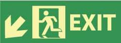 NMC - Exit, Pressure Sensitive Vinyl Exit Sign - 14" Wide x 5" High, Glow-in-the-Dark - Exact Tool & Supply