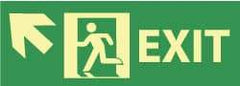 NMC - Exit, Pressure Sensitive Vinyl Exit Sign - 14" Wide x 5" High, Glow-in-the-Dark - Exact Tool & Supply