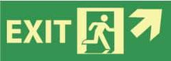 NMC - Exit, Plastic Exit Sign - 14" Wide x 5" High, Glow-in-the-Dark - Exact Tool & Supply