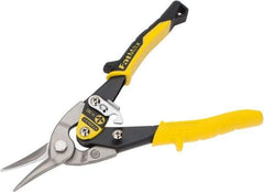 Stanley - 1-3/4" Length of Cut, Straight Pattern Aviation Snip - 10" OAL, Slip-Resistant Bi-Material Palm Cushion Grip Handle, 18 AWG Steel Capacity - Exact Tool & Supply