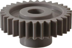 Made in USA - 20 Pitch, 1-1/2" Pitch Diam, 1.6" OD, 30 Tooth Spur Gear - 3/8" Face Width, 3/8" Bore Diam, 47/64" Hub Diam, 20° Pressure Angle, Acetal - Exact Tool & Supply