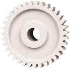 Made in USA - 20 Pitch, 1-3/4" Pitch Diam, 1.85" OD, 35 Tooth Spur Gear - 3/8" Face Width, 3/8" Bore Diam, 47/64" Hub Diam, 20° Pressure Angle, Acetal - Exact Tool & Supply