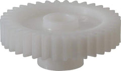 Made in USA - 20 Pitch, 1.8" Pitch Diam, 1.9" OD, 36 Tooth Spur Gear - 3/8" Face Width, 3/8" Bore Diam, 47/64" Hub Diam, 20° Pressure Angle, Acetal - Exact Tool & Supply