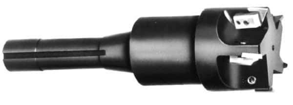 APT - 2" Cutting Diam, 1-1/4" Shank Diam, 2" Max Depth of Cut, Straight Shank Indexable Copy End Mill - 5 Inserts, RPG 42 Insert, EMLR Toolholder - Exact Tool & Supply