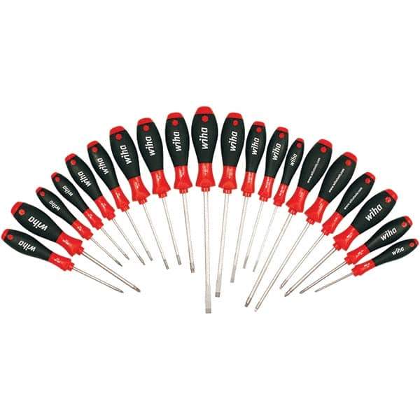 Wiha - 20 Piece Slotted, Phillips, Torx, Square & Pozidriv Screwdriver Set - Bit Sizes: Philips #0, #1 & #2, Posidriv Point #1 & #2, Torx T-6, T-8, T-10, T-15, T-20, T-25 & T-30, Comes in Box - Exact Tool & Supply