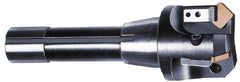 APT - 45° Lead Angle, 1" Max Cut Diam, 1" Min Cut Diam, 5/16" Max Depth of Cut, Indexable Chamfer and Angle End Mill - 1 Insert, SPG, SPU Insert Style, 3" OAL, Straight Shank - Exact Tool & Supply
