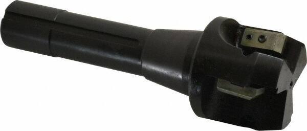 APT - 15° Lead Angle, 2" Max Cut Diam, 2" Min Cut Diam, 0.4063" Max Depth of Cut, Indexable Chamfer and Angle End Mill - 3 Inserts, SPG, SPU Insert Style, 5" OAL, Taper Shank - Exact Tool & Supply