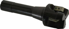 APT - 15° Lead Angle, 2" Max Cut Diam, 2" Min Cut Diam, 0.4063" Max Depth of Cut, Indexable Chamfer and Angle End Mill - 3 Inserts, SPG, SPU Insert Style, 5" OAL, Taper Shank - Exact Tool & Supply