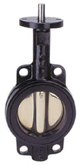 Apollo - 12" Pipe, Wafer Butterfly Valve - Bare Stem Handle, Cast Iron Body, Buna-N Seat, 200 WOG, PTFE Disc, Stainless Steel Stem - Exact Tool & Supply