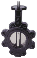 Apollo - 6" Pipe, Lug Butterfly Valve - Bare Stem Handle, Cast Iron Body, Buna-N Seat, 200 WOG, PTFE Disc, Stainless Steel Stem - Exact Tool & Supply