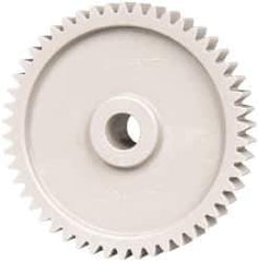 Made in USA - 20 Pitch, 2-1/2" Pitch Diam, 2.6" OD, 50 Tooth Spur Gear - 3/8" Face Width, 3/8" Bore Diam, 3/4" Hub Diam, 20° Pressure Angle, Acetal - Exact Tool & Supply