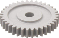 Made in USA - 24 Pitch, 1-1/2" Pitch Diam, 1.583" OD, 36 Tooth Spur Gear - 1/4" Face Width, 1/4" Bore Diam, 5/8" Hub Diam, 20° Pressure Angle, Acetal - Exact Tool & Supply
