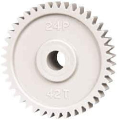 Made in USA - 48 Pitch, 1-3/4" Pitch Diam, 1.833" OD, 42 Tooth Spur Gear - 1/4" Face Width, 5/16" Bore Diam, 43/64" Hub Diam, 20° Pressure Angle, Acetal - Exact Tool & Supply