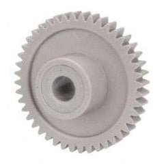 Made in USA - 32 Pitch, 1-3/8" Pitch Diam, 1-7/16" OD, 44 Tooth Spur Gear - 3/16" Face Width, 1/4" Bore Diam, 39/64" Hub Diam, 20° Pressure Angle, Acetal - Exact Tool & Supply