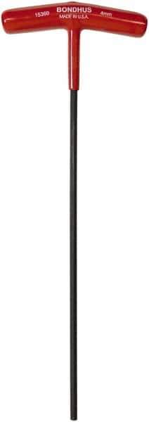 Bondhus - 4mm Hex, T-Handle Cushion Grip, Hex Key - 229mm OAL, Metric System of Measurement - Exact Tool & Supply
