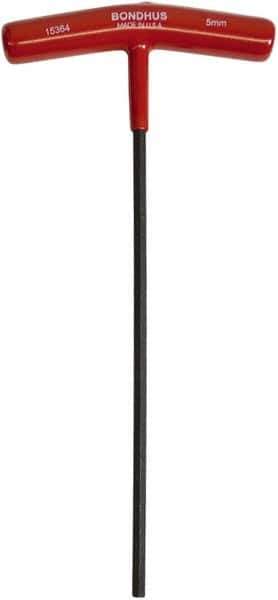 Bondhus - 5mm Hex, T-Handle Cushion Grip, Hex Key - 229mm OAL, Metric System of Measurement - Exact Tool & Supply