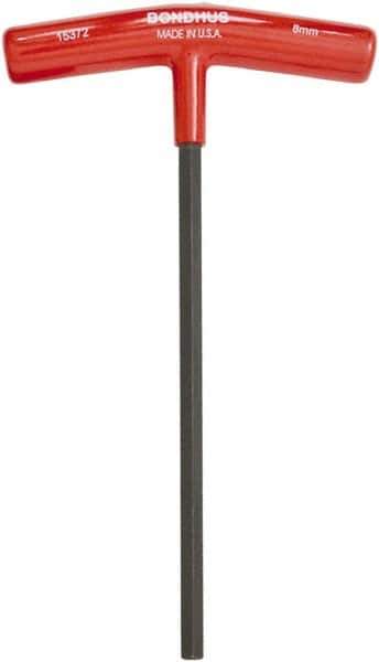 Bondhus - 8mm Hex, T-Handle Cushion Grip, Hex Key - 229mm OAL, Metric System of Measurement - Exact Tool & Supply