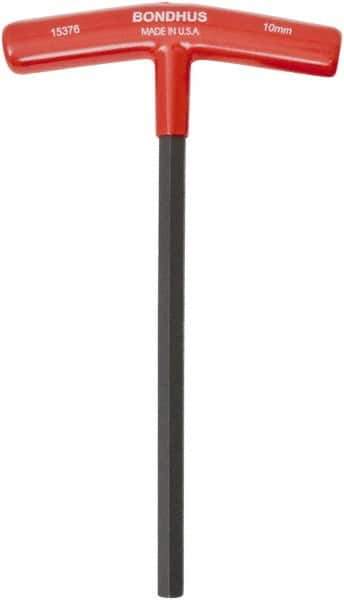 Bondhus - 10mm Hex, T-Handle Cushion Grip, Hex Key - 9" OAL, Protanium High Torque Steel, Metric System of Measurement - Exact Tool & Supply