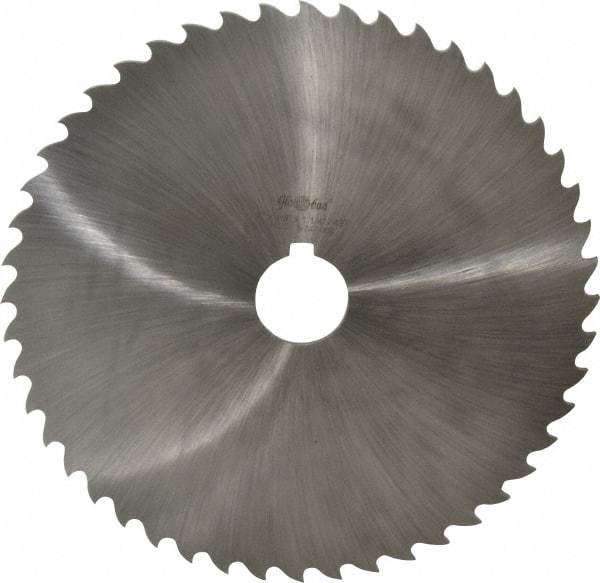 Value Collection - 8" Diam x 1/8" Blade Thickness x 1-1/4" Arbor Hole Diam, 48 Tooth Slitting and Slotting Saw - Arbor Connection, Right Hand, Uncoated, High Speed Steel, Concave Ground, Contains Keyway - Exact Tool & Supply
