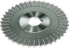 Made in USA - 5" Blade Diam x 1/4" Blade Thickness, 1" Hole, 40 Teeth, High Speed Steel Side Chip Saw - Straight Tooth, Arbor Connection, Right Hand Cut, Uncoated, with Keyway - Exact Tool & Supply
