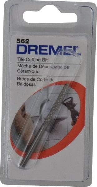 Dremel - 1/8" Diam, High Speed Steel Diamond Pattern Router Bit - Right Hand Cut, 61mm Overall Length, 1/8" Shank Diam, Use on Cement Board, Ceramic Wall Tile, Plaster - Exact Tool & Supply