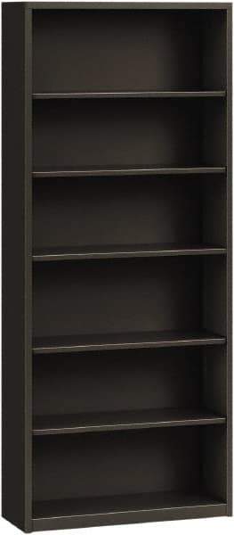 Hon - 6 Shelf, 81-1/8" High x 34-1/2" Wide Bookcase - 12-5/8" Deep, Steel, Charcoal - Exact Tool & Supply