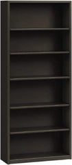 Hon - 6 Shelf, 81-1/8" High x 34-1/2" Wide Bookcase - 12-5/8" Deep, Steel, Charcoal - Exact Tool & Supply
