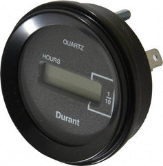 Durant - Supertwist LCD Display Hour Meter - 58.4mm High, 12VDC-60VAC Voltage, Solid State Hourmeter Round - Exact Tool & Supply