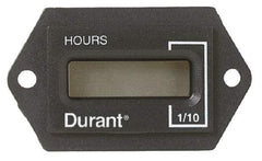 Durant - Supertwist LCD Display Hour Meter - 31.1mm High, 12VDC-60VAC Voltage, Solid State Hourmeter Rectangular - Exact Tool & Supply