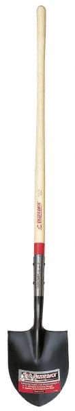 Razor-Back - 12" High x 8-3/4" Wide Round Steel Shovel - 48" Long Wood Straight Handle, Front Turned - Exact Tool & Supply