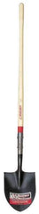 Razor-Back - 12" High x 8-3/4" Wide Round Steel Shovel - 48" Long Wood Straight Handle, Front Turned - Exact Tool & Supply
