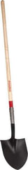 Razor-Back - 12" High x 8-7/8" Wide Round Steel Shovel - 48" Long Wood Straight Handle, Rolled - Exact Tool & Supply