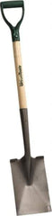 UnionTools - 12" High x 7-1/4" Wide Square Steel Spade - 28" Long Wood D-Grip Handle, Turned - Exact Tool & Supply