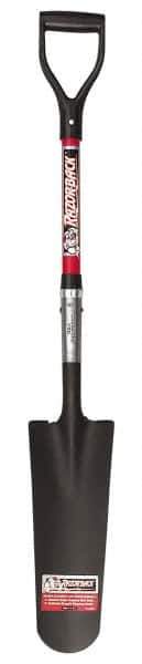 Razor-Back - 16" High x 6" Wide Tapered Steel Spade - 30" Long Fiberglass D-Grip Handle, Front Turned - Exact Tool & Supply