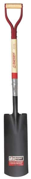 Razor-Back - 16" High x 6-1/2" Wide Square Steel Spade - 29" Long Wood D-Grip Handle, Front Turned - Exact Tool & Supply