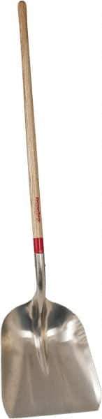 Razor-Back - 17-3/4" High x 14-1/4" Wide Square Aluminum Shovel - 48" Long Wood Straight Handle - Exact Tool & Supply