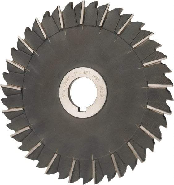 Value Collection - 6" Blade Diam x 3/16" Blade Thickness, 1" Hole, 42 Teeth, High Speed Steel Side Chip Saw - Staggered Tooth, Arbor Connection, Uncoated - Exact Tool & Supply