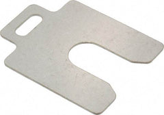 Made in USA - 10 Piece, 2 Inch Long x 2 Inch Wide x 0.05 Inch Thick, Slotted Shim Stock - Stainless Steel, 5/8 Inch Wide Slot - Exact Tool & Supply