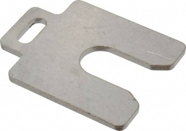 Made in USA - 5 Piece, 2 Inch Long x 2 Inch Wide x 0.125 Inch Thick, Slotted Shim Stock - Stainless Steel, 5/8 Inch Wide Slot - Exact Tool & Supply