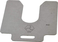 Made in USA - 10 Piece, 4 Inch Long x 4 Inch Wide x 0.05 Inch Thick, Slotted Shim Stock - Stainless Steel, 1-1/4 Inch Wide Slot - Exact Tool & Supply