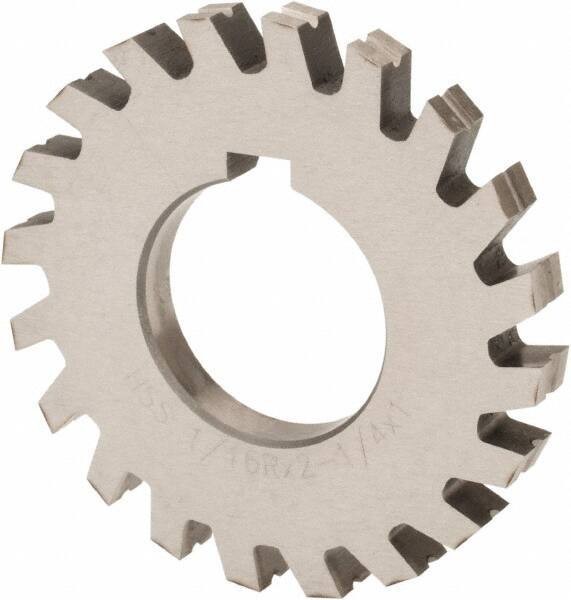 Value Collection - 1/32" Radius, 1/16" Circle Diam, 2-1/4" Cutter Diam, Arbor Connection, Concave Radius Cutter - High Speed Steel, 10 Teeth - Exact Tool & Supply