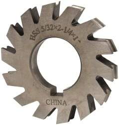 Value Collection - 5/64" Radius, 5/32" Circle Diam, 2-1/4" Cutter Diam, 0.1563" Cutting Width, Arbor Connection, Concave Radius Cutter - High Speed Steel, Oxide Finish, Form Relieved, 10 Teeth - Exact Tool & Supply