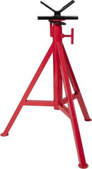 Value Collection - 1/4" to 12" Pipe Capacity, Adjustable Pipe Stand with Vee Head - 27" to 47" High, 2,500 Lb Capacity - Exact Tool & Supply