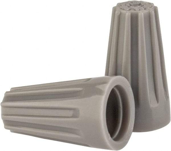 Ideal - 2, 22 to 2, 16 AWG, 300 Volt, Flame Retardant, Standard Twist on Wire Connector - Gray, 221°F - Exact Tool & Supply