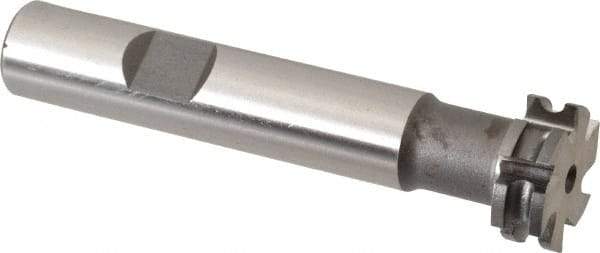 Made in USA - 1/16" Radius, 1/8" Circle Diam, 3/4" Diam x 0.26" Wide Cut, High Speed Steel Concave Radius Cutter - 3" OAL, 1/2" Shank Diam, Shank Connection, Uncoated, Form Relieved, 6 Teeth, Weldon Flat - Exact Tool & Supply
